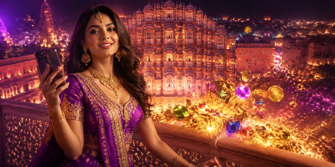 Jaipur Hawa Mahal illuminated during night symbolizing vibrant energy